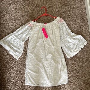 Lilly Pulitzer White Off-Shoulder Womens Dress